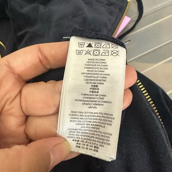 Michael Kors Womens Velvet Blue Full‎ Zip Jacket Mock Neck Size Large Pockets - Picture 8 of 10